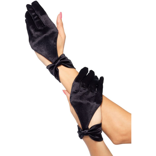 Gloves Satin Cut Out Blk