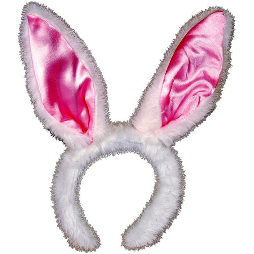 Bunny Ears White W Pink Satin