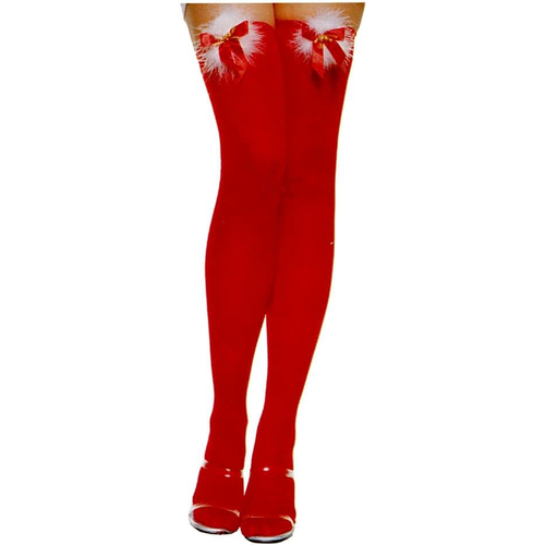 Thigh High W Bow Red And White