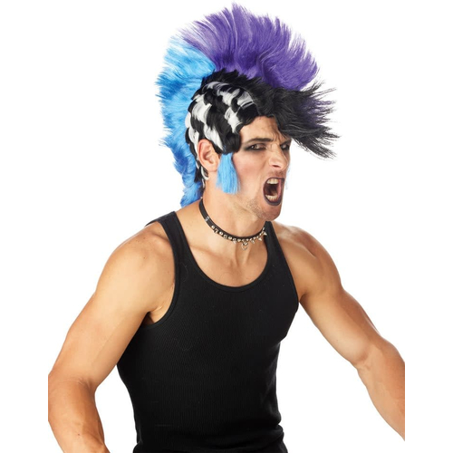 Checkered Mohawk Wig For Adults