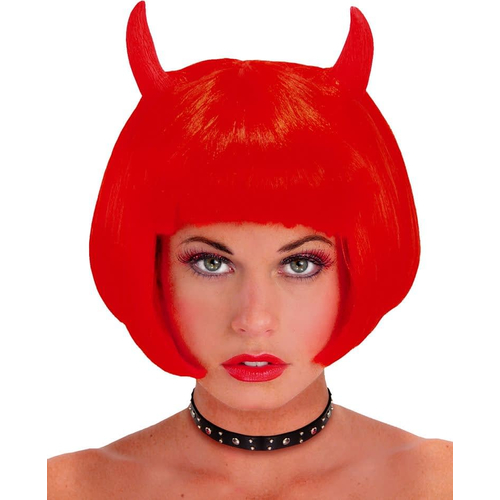 Devil Red Peruke With Horns