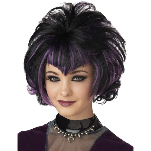 Goth Flip Black Purple Wig For Women