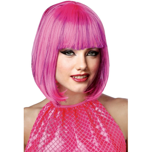 Pink Shimmering Bob Wig For Women