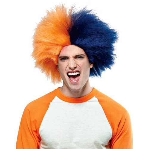 Wig For Sports Fun Navy Blue Orange