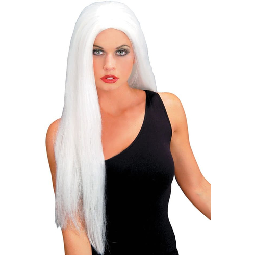 24 Inch Straight White Wig For Adults