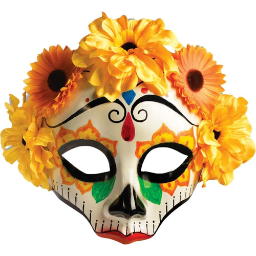 Day Of Dead Flowered Mask