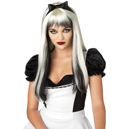 Enchanted Tresses Black White Wig For Adults