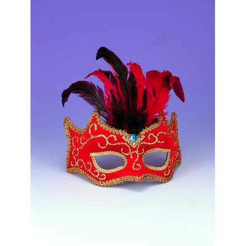Half Style Mask Rd W Gold Trim For Adults