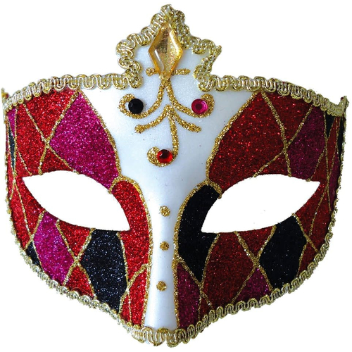 Mardi Gras Eye Mask Red Black For Masquerade