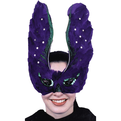 Mask Feather Purpl With Sequin For Adults