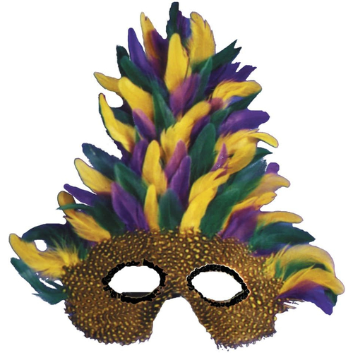 Mask Mardi Gras Tall Feather For Adults