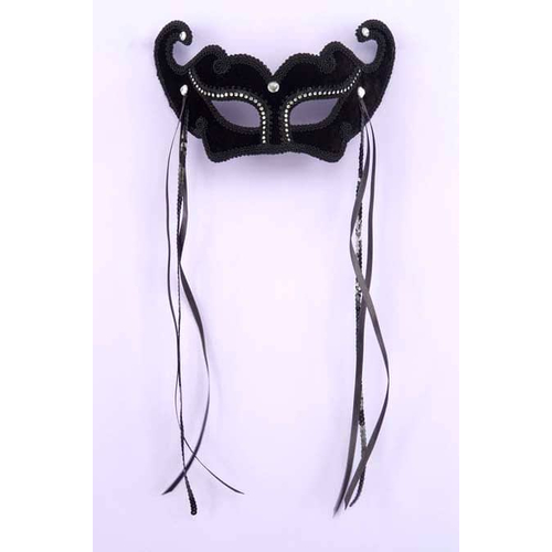 Masquerade Mask Elegant Bk W Rhine