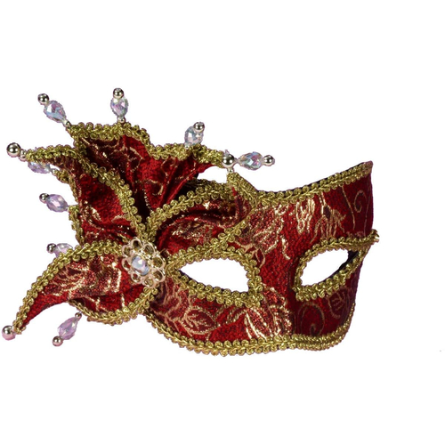 Masquerade Ven Mask Red&Gold W Pearl