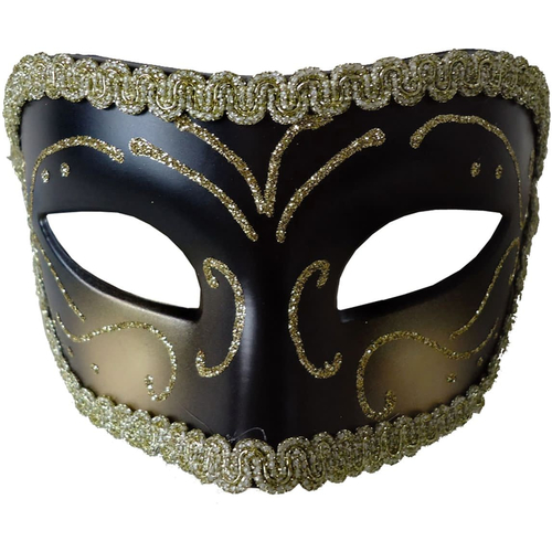 Medieval Opera Mask Gold Black For Masquerade