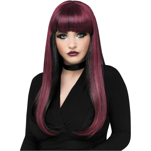Neon Black/Burgundy Natural Wig