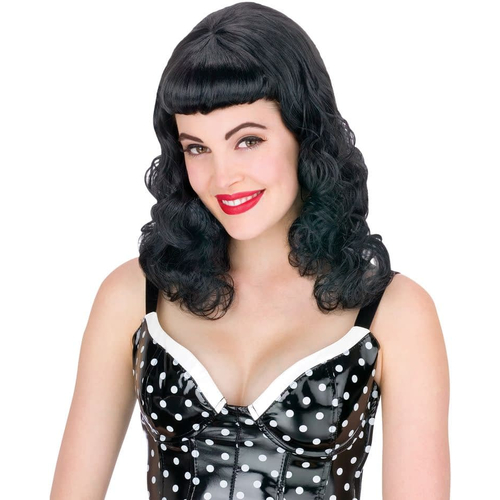 Pin Up Page Black Wig For Women