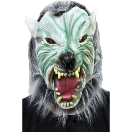Silver Wolf With Hair Mask For Halloween