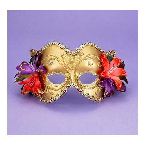 Ven Mask Gd/Gd W/Flowers For Adults