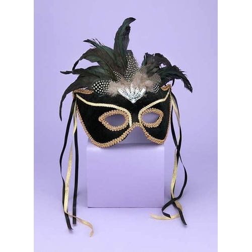 Venetian Couple Mask Bk/Gd For Adults