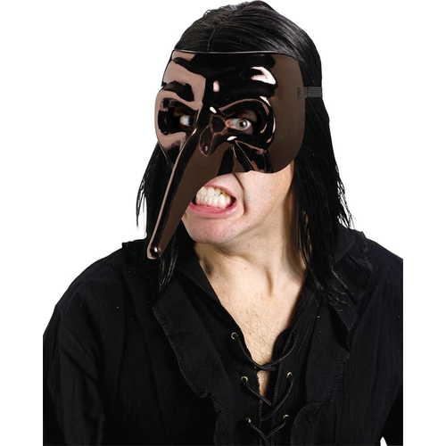 Venetian Raven Mask Chrome Bk For Masquerade